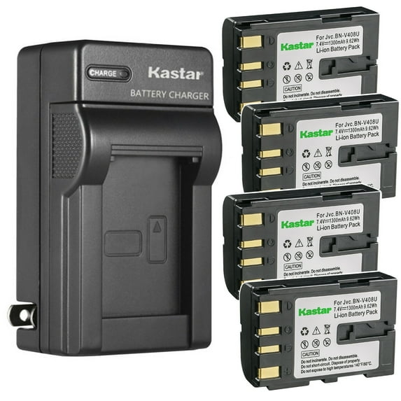 Kastar 4-Pack Battery and AC Wall Charger Replacement for JVC GR-DVL512, GR-DVL515, GR-DVL517, GR-DVL520, GR-DVL522, GR-DVL525, GR-DVL555, GR-DVL557, GR-DVL567, GR-DVL600, GR-DVL607, GR-DVL610