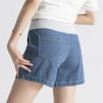 thumbnail image 4 of Hinvhai Maternity Jean Shorts for Women Low Waist Ripped Stretchy Comfy Soft Summer Denim Short Pants Blue M(M), 4 of 8
