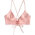 thumbnail image 4 of Women's Basic Criss Cross Push Up Bikini Tops Textured Spaghetti Straps Wire Free Bathing Suit Top, 4 of 9