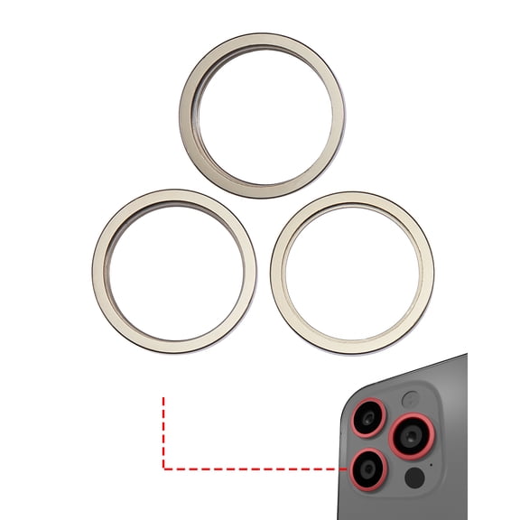 Replacement Back Camera Bezel Ring Only Compatible For iPhone 14 Pro / 14 Pro Max (Gold) (3 Piece Set)