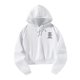 thumbnail image 3 of Sudadera con capucha corta para mujer Ropa con hombros caídos Ropa deportiva de manga larga Sudadera con capucha holgada con cordón S, 3 of 8