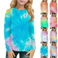 thumbnail image 2 of XADYUY Girls Long Sleeve Shirts Size 6 Casual Tie Dye Crewneck Shirts for Girls Winter Basic Top for Girls Cotton Girls Sweatshirts 5-6 Years,Yellow, 2 of 6