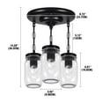 thumbnail image 5 of Ridgeyard Farmhouse Black 3-Lights Mason Jar Ceiling Pendant Light for Kitchen Island, Hallway, Dining Room - 1 Pack, 5 of 14