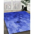 thumbnail image 3 of Ahgly Company Tapis Rond Lavable en Machine Intérieur Ruban Bleu Transitionnel, 4 Pieds Rond, 3 of 7
