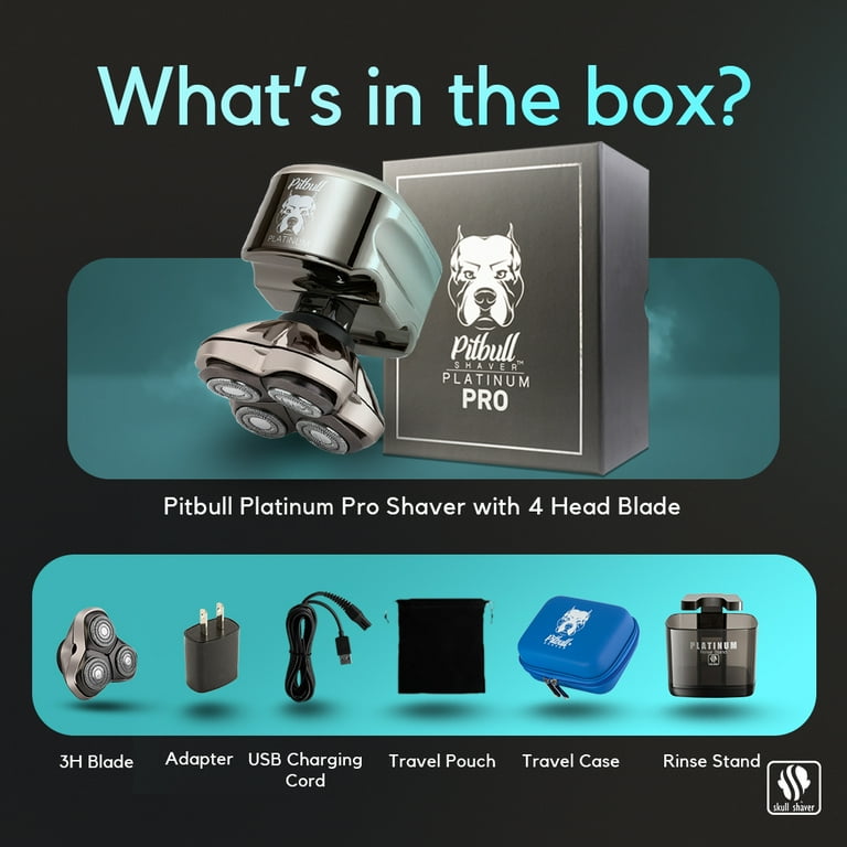 Pitbull Platinum PRO Head & Face Shaver - Wet/Dry Shave with Bonus