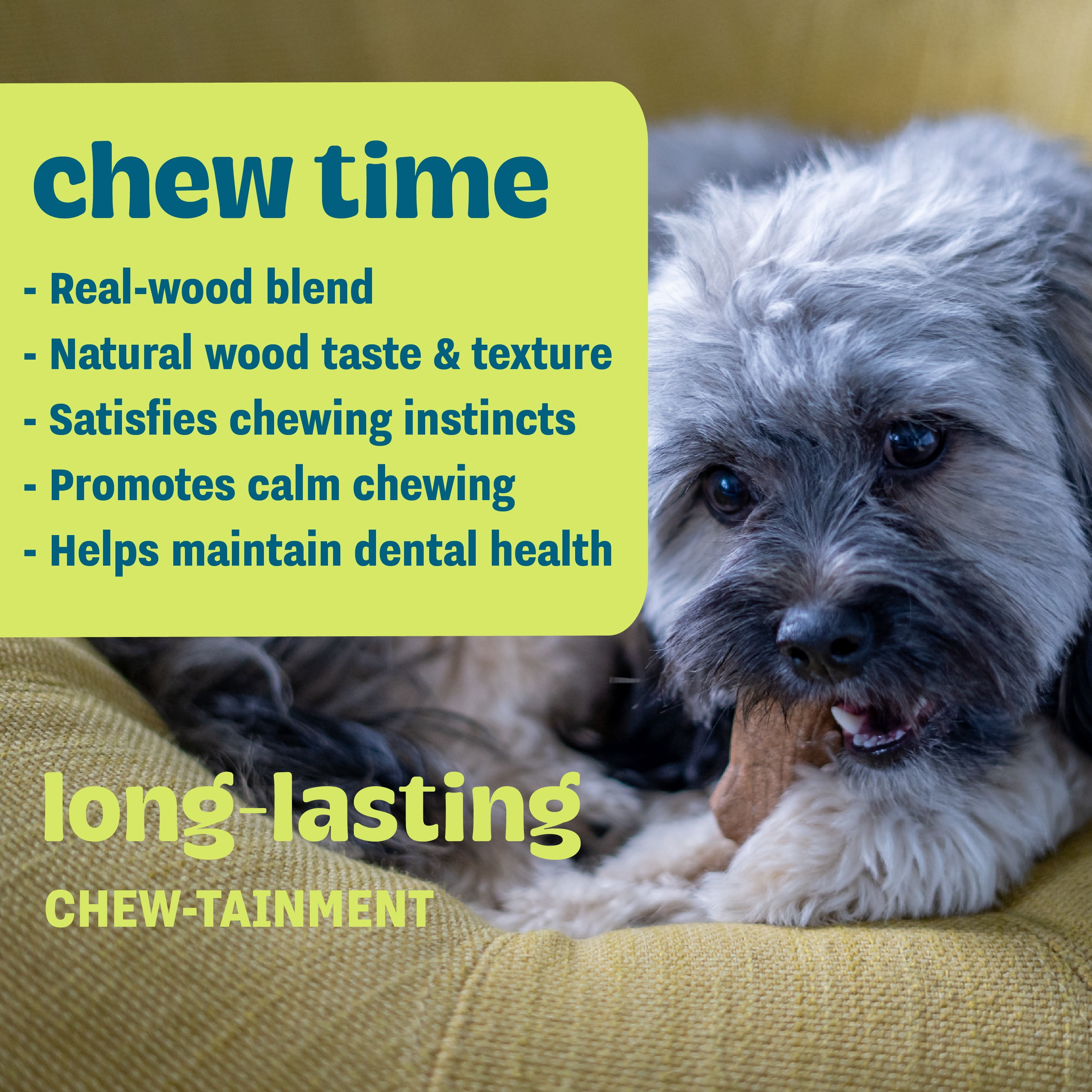 Pupstages by Petstages Super Dogwood Dog Chew Toy – Real-Wood Blend, Natural Wood Flavor & Texture, Moderate Chewers, XS, 6"