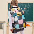 thumbnail image 7 of FORMRS Unisex School Backpack 17" Student Travel Bag with Laptop Compartment, Pink Checkered Pattern, 7 of 7
