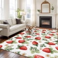 thumbnail image 3 of Red Strawberry Area Rug 5x7 Washable Rug Non Slip Summer Fruits Farmhouse Leaves Floral Rustic Large Area Rug Soft Stainresistant Indoor Floor Carpet for Living Room Bedroom Home Office Dining Room, 3 of 8