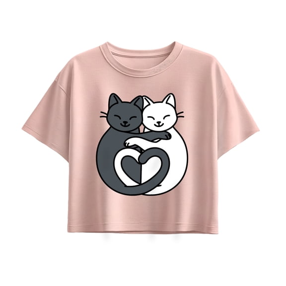 Instant Message - Cats Heart Tails - Youth Girl Short Sleeve Boxy Tee