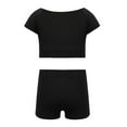 thumbnail image 2 of DPOIS Kids Girls Crop Tops with Booty Shorts Athletic Tracksuit Workout Set Black 12-14, 2 of 6