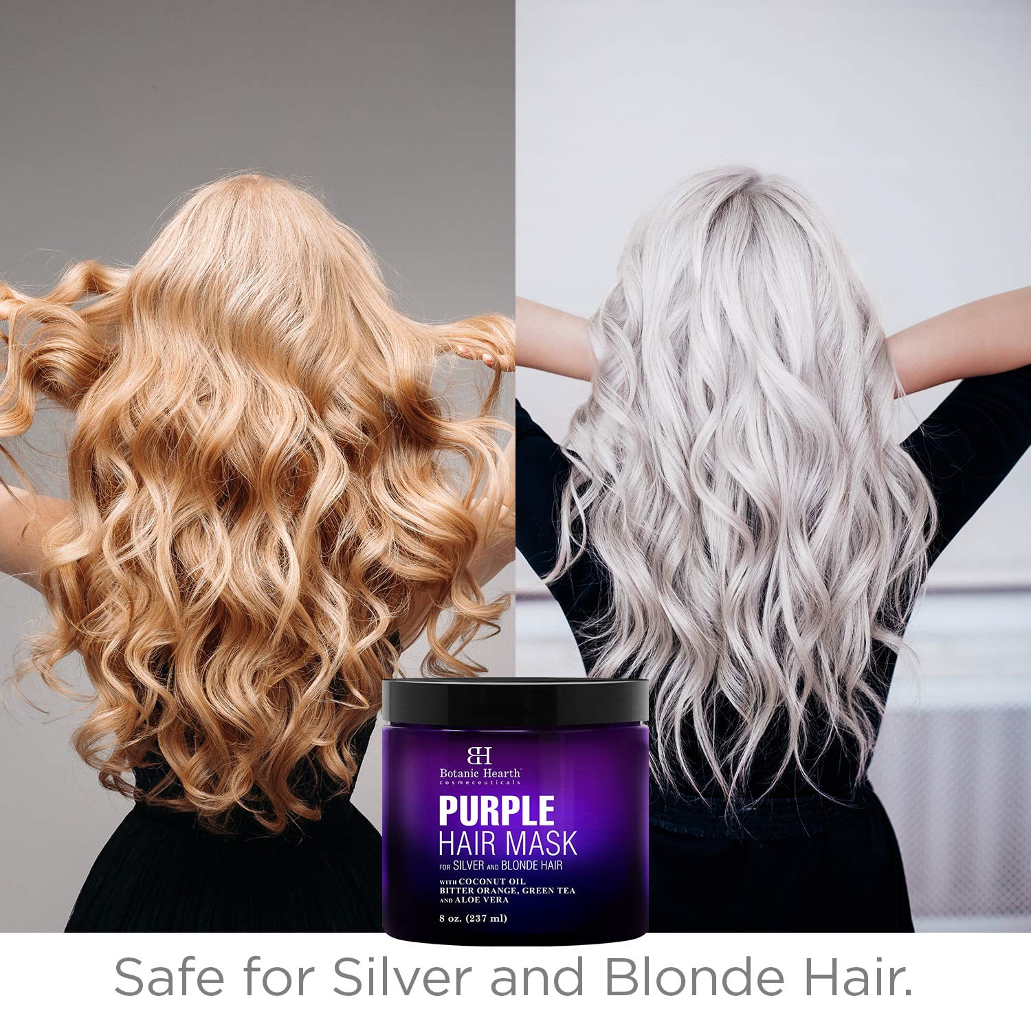 Botanic Hearth Purple Hair Mask for Silver and Blonde Hair – 8 oz – Toning Hair Treatment with Coconut Oil, Bitter Orange, Green Tea & Aloe Vera – Made in USA – Hydrating & Nourishing Mask for Color-