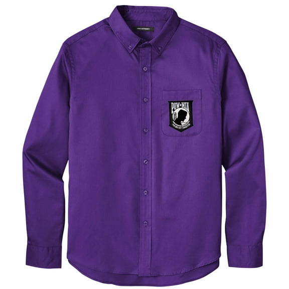 Men's POW MIA PATCH Twill Shirt with Pocket, 3XL Purple