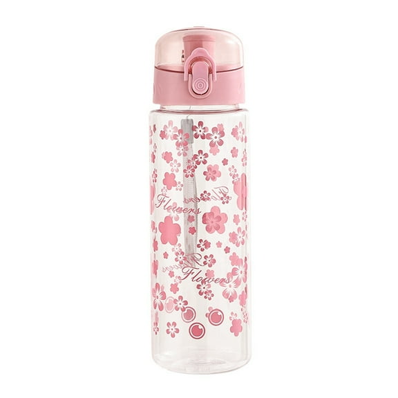 600Ml Daisies Design Water Bottle Reusable Leak Proof Portable Drinking Clear - 20 OZ