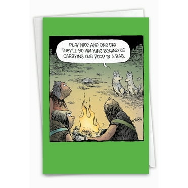 NobleWorks Funny Birthday Greeting Card with 5 x 7 Inch Envelope (1 Card) Bday Dog Followers C7865BDG