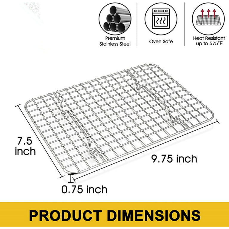 Small Cooling Baking Racks, Set of 2 Stainless Steel Grid Rack for Cooking  Roasting Drying Grilling, 9.75'' x 7.5'' x 0.75'', Oven & Dishwasher Safe,  Fit Small Toaster Oven 