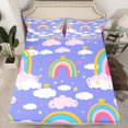 thumbnail image 2 of Homewish Cartoon Rainbow 3pcs Twin Sheet Sets for Preppy Children Kids,Cute Gradient Watercolor Twin Fitted Sheet,Dreamy Princess Breathable Flat Sheet,Microfiber Bedroom Decor, 2 of 7