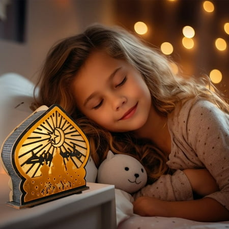 

Glowing Wooden Ornament Holiday Decoration White Black Home Decor Nightlight