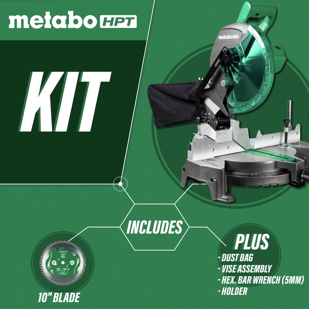 Metabo HPT C10FCGSM 15 Amp Single Bevel 10 in. Corded Compound Miter Saw