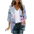thumbnail image 2 of Xixinqiwan Womens Kimono Beach Cover Up for Summer Floral Printed Chiffon Cardigan Loose Casual Tops Capes, 2 of 5