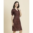 thumbnail image 2 of Moomaya Womens Printed Knee Length Dress, Ruched Sleeves V- Neck Short Dress, 2 of 8