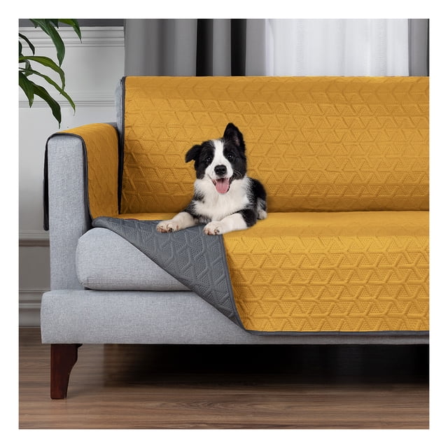 Protector de Sala 3 Pzas Reversible Pinsonic, Real Textil (Amarillo - Gris, ch/m/g)