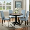 thumbnail image 3 of Upholstered Dining Chairs Set of 2, Linen Fabric Dining Room Chairs with Nailhead Trim and Solid Wood Legs, Armless Dining Chairs for Home Kitchen Dining Room Living Room - Blue, B2378, 3 of 10