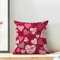 thumbnail image 3 of Valentine''s Day Pillow Covers 18x18 Set of 2, Pink Hearts Throw Pillows Linen Anniversary Wedding Cushion Case Valentine''s Day Decorations for Home Sofa Couch Outdoor, 3 of 6