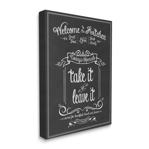 Stupell Industries Welcome To the Kitchen Chalkboard Style Vintage Sign, 36 x 48,Design by Lettered and Lined