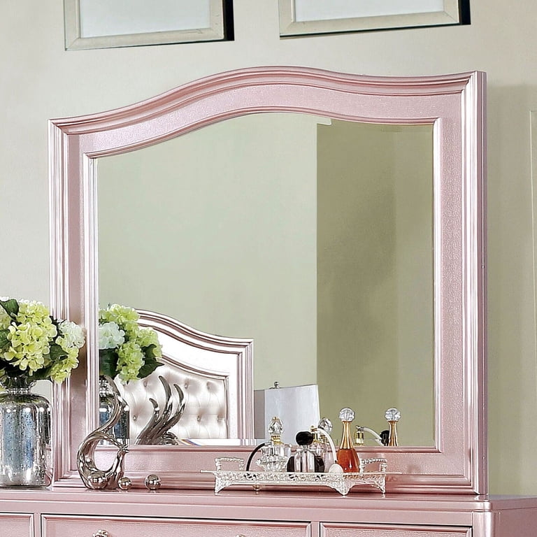 Contemporary Rose Gold Full Size Bed 6pc Set Dresser Mirror Nightstand Chest  Padded HB Tufted Bedroom Furniture Solid wood - Walmart.com