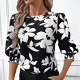 thumbnail image 2 of Eres Más Que una Camisa de Puntuación de Prueba, Verano Suelto Casual Cinco Cuartos de Manga Cuello Redondo Impreso para Mujeres, 2 of 8