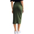 thumbnail image 2 of Women's Basic Plain Stretchy Ribbed Knit Split Full Length Skirt Olive Green M Olive Green M Xishao ropa, 2 of 2