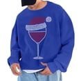 thumbnail image 2 of UVEASISHA Chandails de Mode pour Hommes de Noël, Imprimé de Verre de Vin Fantaisie, Col Rond, Chandails à Enfiler, Hauts Surdimensionnés Décontractés, Chandail Graphique de Noël, Soldes de Liquidation de Noël, Bleu 2TG, 2 of 5