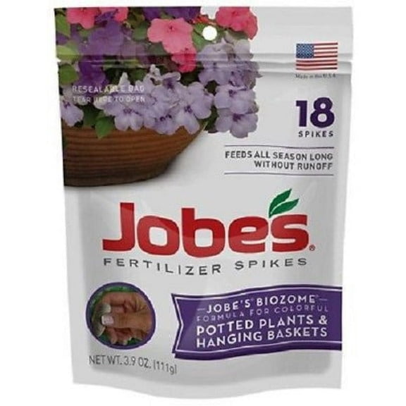Jobe's 06105 18 Pack 8-9-12 Potted & Hanging Plant Fertilizer Spikes - Quantity of 12