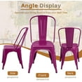 thumbnail image 6 of YUONAO Metal Dining Chair Set of 4, Stackable Trattoria Bistro Chairs for Indoor and Outdoor Use, Vintage Chic Side Chair for Cafe, Kitchen, Patio, Restaurant (Purple), 6 of 12