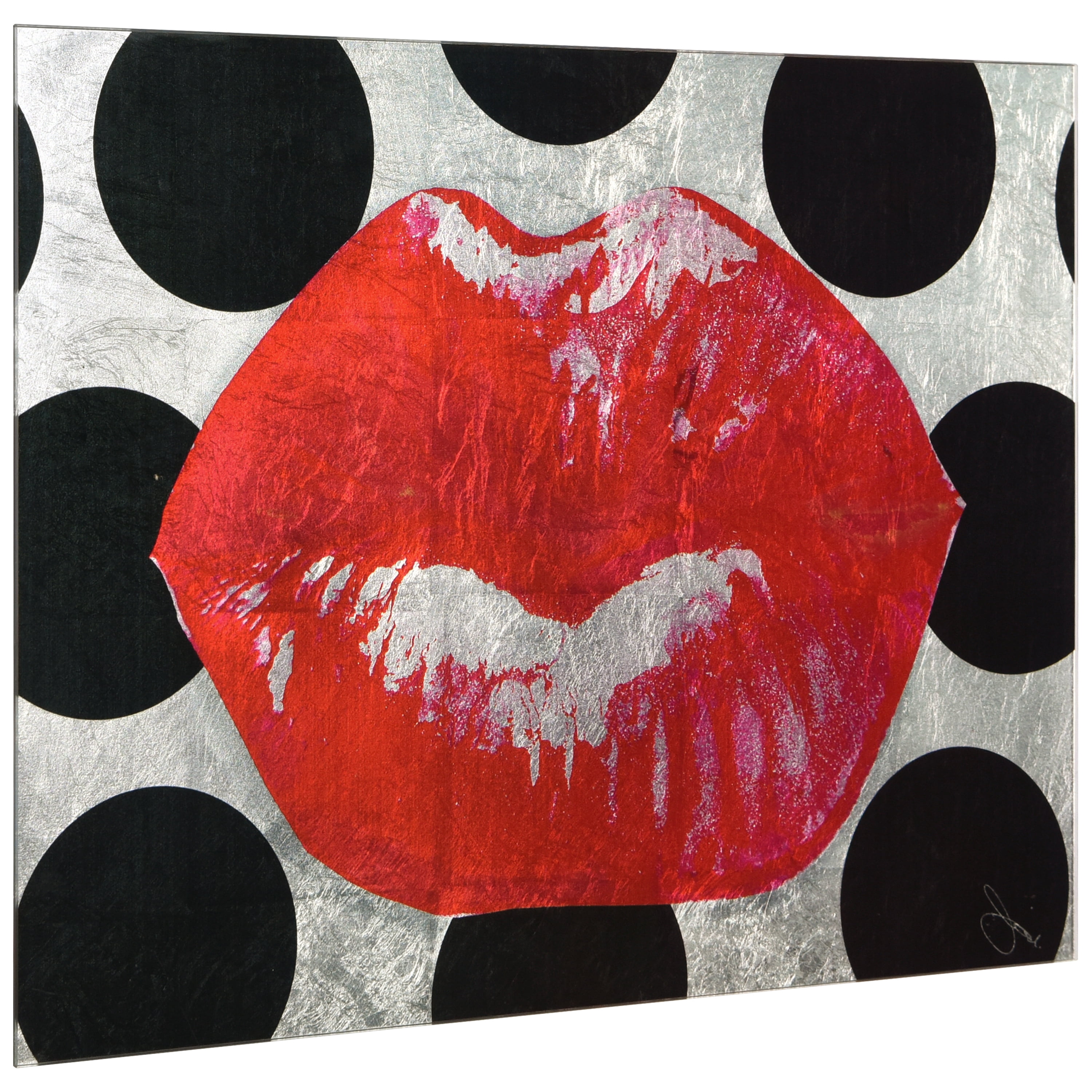 "Red Lips" Reverse Printed Tempered Glass with Silver Leaf
