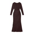 thumbnail image 5 of XIAONU Solid Mermaid Dress For Women Long Sleeve Cowl Neck Ruched Bodycon Evening Gown, 5 of 5