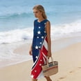thumbnail image 6 of Summer Dresses for Women Independence Day Cotton Crew Neck Tank Long Dresses Casual Printed Back Zipper Beach Sundress with Pockets, 6 of 9