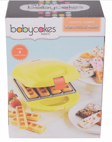 Babycakes Mini's Ceramic Coated Waffle Sticks Maker, Makes 12 Non-Stick Waffle Sticks, Yellow