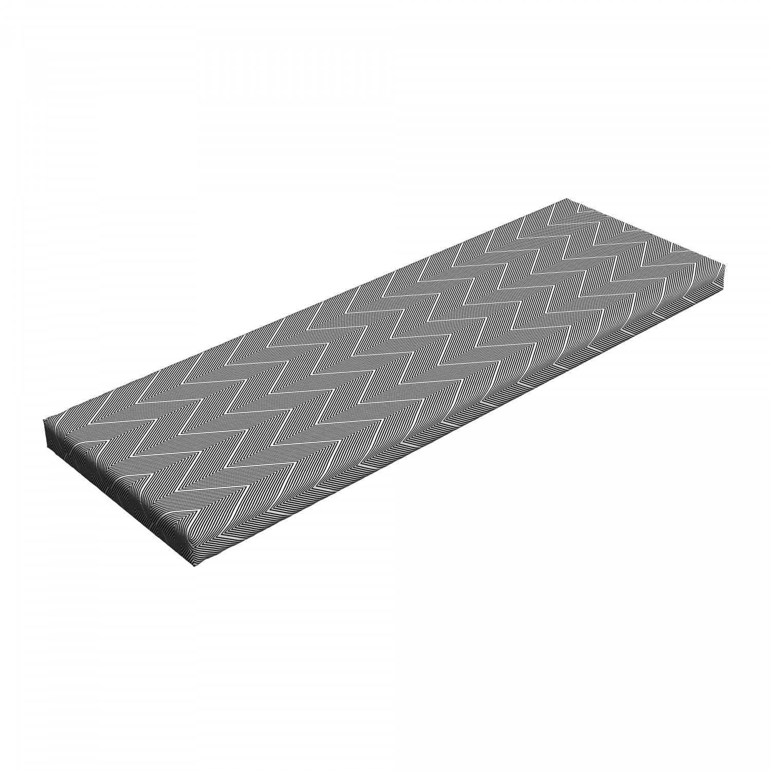 Geometric Bench Pad, Black and White Thin Zigzag Lines Horizontally