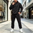 thumbnail image 6 of Delconic Mens 2 Piece Hoodie and Jogger Set Pullover Hooded Sweatshirt with Kangaroo Pocket Drawstring Pants Casual Tracksuit Black 3XL, 6 of 9