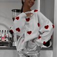 thumbnail image 2 of Suéter de punto grueso con cuello redondo bordado de amor Suéter holgado de manga larga de otoño e invierno para mujer de estilo europeo y americano, 2 of 6