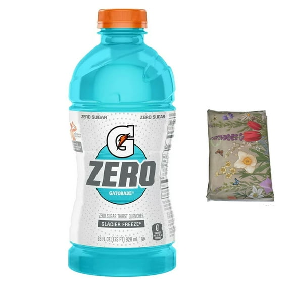 Gatorade Zero Sugar Thirst Quencher, Glacier Freeze Sports Drinks, 28 fl oz Bottle With Tissue
