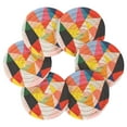 thumbnail image 7 of Yayeee 6 PCS Drink Coasters with Holder Set Woven Absorbent Round Tabletop Hot Pad, Purple Triangles, 7 of 7
