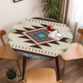 thumbnail image 5 of Boho Tribal Geometric Elastic Fitted Round Table Cover Aztec Southwestern Waterproof Outdoor Tablecloth for Holiday Party, Picnic, Patio & Dining Fits Tables Up to 55"-60", 5 of 8