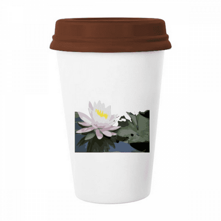 

Thailand Water Lily Aquatic Mug Coffee Drinking Glass Pottery Cerac Cup Lid