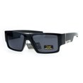 thumbnail image 1 of Locs Mens Squared Rectangular Sharp Edge Warp Biker Gangster Sunglasses Shiny Black, 1 of 3