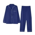 thumbnail image 1 of Pitauce Womens Satin Pajama Set Button Down Soft Loungewear Long Sleeve Pjs Sleepwear with Pockets, 1 of 3