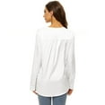 thumbnail image 5 of Needbo Women's Blouse Satin Silk Shirts V Neck Long Sleeve Button Down Shirts Office Work Tunic Tops, White 3XL, 5 of 6