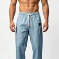 thumbnail image 6 of Men's Loose Hemp Blend Trousers Pants Beach Breathable Lightweight Elastic Drawstring Slim Casual Daily Summer Holiday Travel Streetwear Hiking Swim Gym Workout | Zenithor,Light Blue 2XL, 6 of 6