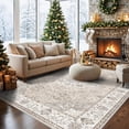 thumbnail image 5 of YOUFORTONG 8x10 Oriental Washable Living Room Rug, Medallion Farmhouse Non-Slip Stain Resistant Ultra Soft Carpet for Bedroom Dining Room Nursery, Beige, 5 of 6